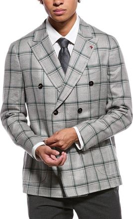 Isaia Domenico Double-Breasted Wool, Silk & Linen-Blend Sport Jacket