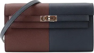 Herm&egrave;s Kelly Blue Indigo Epsom Leather Chain/Shoulder Wallet (Pre-Owned)