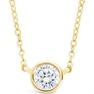 Sterling Forever Round Cubic Zirconia Pendant Necklace in Gold at Nordstrom