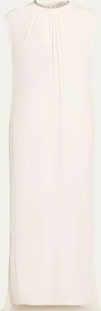 Lanvin Embroidered Charmeuse Dress