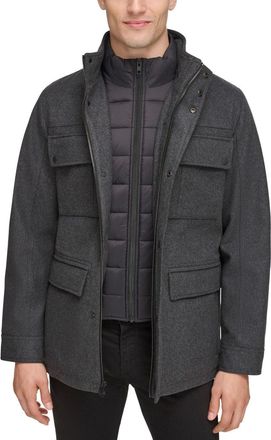 Guess Jacket Mens Charcoal Quilted Full Zip Water-Repellent Outdoor MAC88