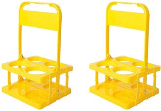 OEM Adecuado Para 2 Portavasos De Pl&aacute;stico Plegables, Con 4 Agujeros, Reutilizable, Con Asa, Portavasos Amarillo Port&aacute;til