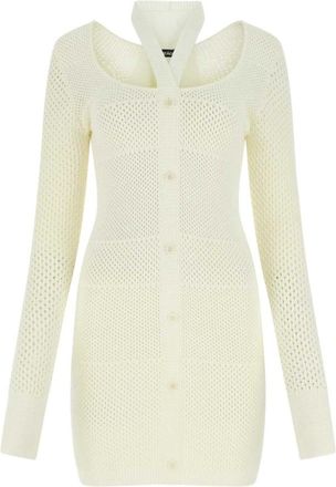 ADĀMO Andrea Adamo Knitted Dresses, female, White, Size: S/M Stretch Knit Midi Dress