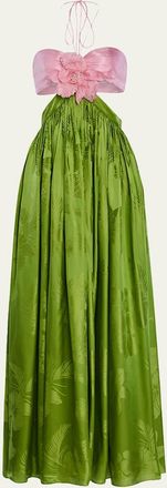 Retrof&ecirc;te Prudy Floral Cut-Out Satin Halter Dress