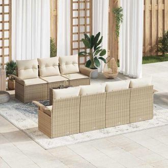 vidaXL Conjunto De Sof&aacute; De Jard&iacute;n 8 Pcs Beige Polirat&aacute;n Vidaxl