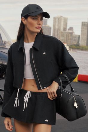 Alo | Cropped Fan Favorite Full Zip Jacket in Black, Size: Medium