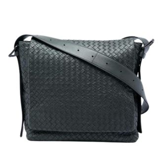 Bottega Veneta Pre-owned Woven Leather Crossbody Bag - Dames - Pre-owned - Grijs - Maat: ONE Size Leer