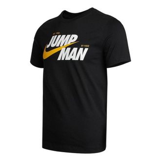 Nike Jmpmn Gfx Ss Crew 2 Leisure Sports Letter Print Short Sleeve Mens Black DM3220-010