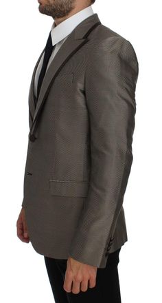 Dolce & Gabbana Mens Brown Slim Fit Silk Two Button Blazer Clothing