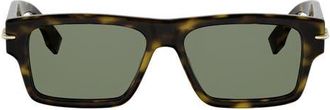 Fendi Selleria 54mm Rectangular Sunglasses in Dark Havana /Green at Nordstrom