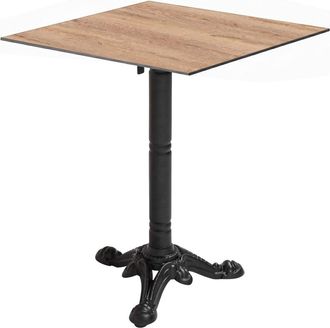 Oviala Mesa de bistr&oacute; de jard&iacute;n cuadrada inclinable 60 cm 4 plazas roble