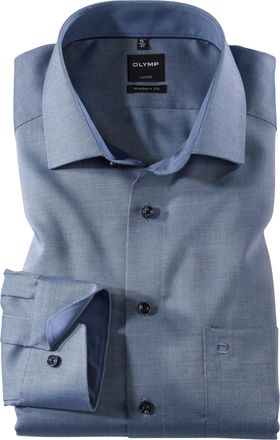 Olymp Businesshemd OLYMP Luxor modern fit, Herren, Gr. 37, N-Gr, blau (marine), Web, Obermaterial: 100% Baumwolle, Hemden Businesshemd