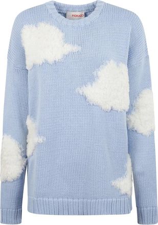 Fiorucci Pastelblauwe Cloud Sweater - Dames - Ronde hals truien - Blauw - XS - Wol - Truien & Vesten