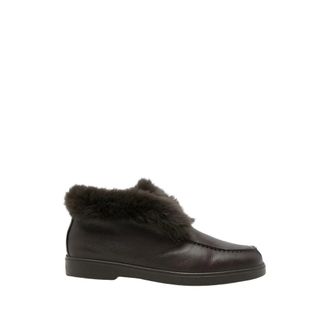 Santoni Instap-loafer met schapenvachtvoering - Dames - Schoenen - Bruin - Maat: 37 1/2 EU Wol