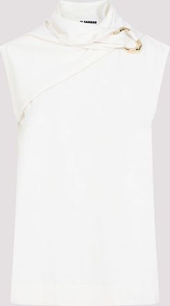 Jil Sander Womens Draped Knitted Tank Top - Ivory Wool - Size EU 36 (Womens)
