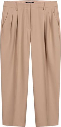 Luisa Cerano Tapered broek met plooien - Dames - Broeken - Beige - M - Wol - Broeken