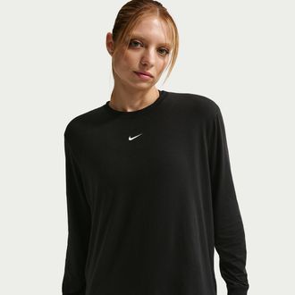 Nike Womens One Relaxed Dri-FIT Long-Sleeve Top in Black | FN2817-011