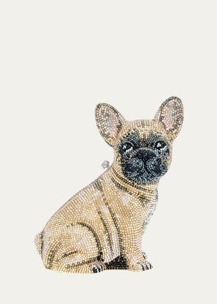 Judith Leiber Pierre French Bulldog Crystal Clutch Bag, Champagne