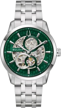 Bulova Sutton Skeleton Automatic Bracelet Watch, 40mm in Silver-Tone at Nordstrom