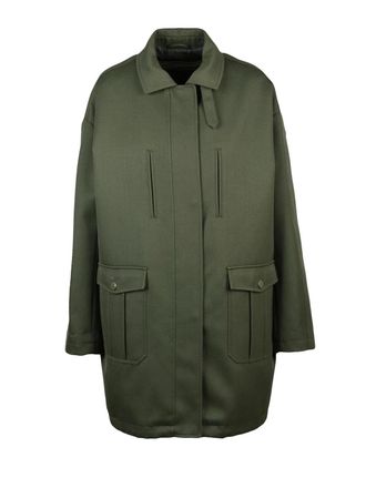 Patrizia Pepe Green Wool-Blend Double-Breasted Coat