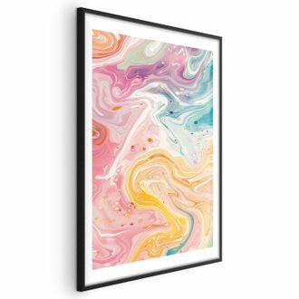 OEM P&oacute;ster - Caos Colorido - Formas Din&aacute;micas En Tonos Rosas, Amarillos Y Azules