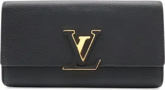 Louis Vuitton Black Fuchsia Noir Leather Long Wallet (Bi-Fold) (Pre-Owned)