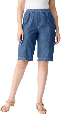 Roaman's Plus Size Easy-Wear Bermuda Short in Medium Wash at Nordstrom, Size 30
