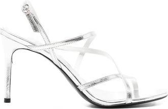 Tory Burch 90mm multi-strap sandals - women - Nappa Leather/Calf Leather/Metallic Leather - 8.5 - Silver