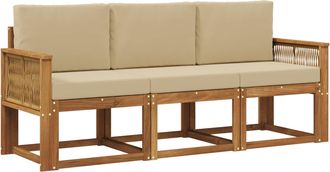 vidaXL Conjunto De Sof&aacute;s De Exterior 3 Uds. Natural Y Beige Poli&eacute;ster Vidaxl