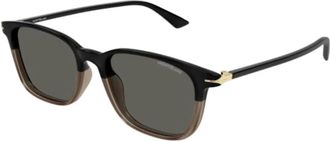 Montblanc Vierkante frame unisex zonnebril in zwart/grijs - Heren - Zonnebrillen - Zwart - 52 MM - Accessoires