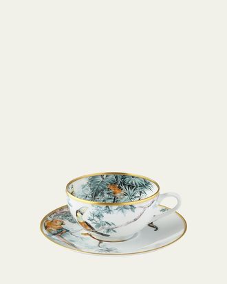 Herm&egrave;s Carnets d Equateur Birds Tea Cup & Saucer
