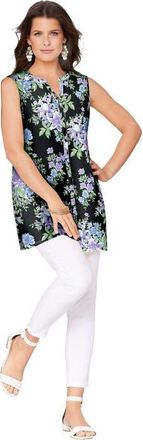 Roaman's Sleeveless Floral Big Shirt in Black Floral at Nordstrom, Size 30