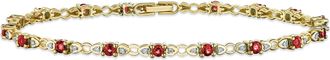The Diamond Store 9K Gold Diamond and Ruby Claw Set Link Bracelet