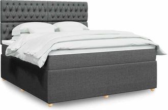 vidaXL Vidaxl - Cama Box Spring Con Colch&oacute;n Tela Gris Oscuro 180x200 Cm