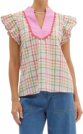 Entro Rory V-Neck Top In Blue