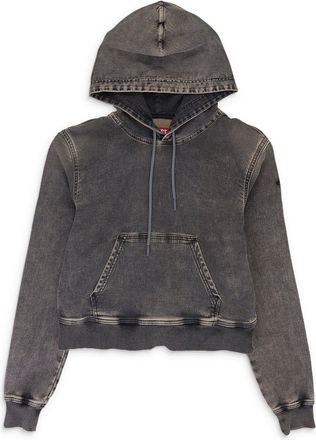 Diesel BLACK D-ANGY-HOOD TRACK CROPPED DENIM HOODIE