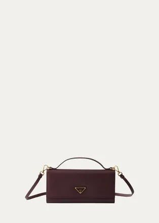 Prada Saffiano Leather Top-Handle Wallet on Strap