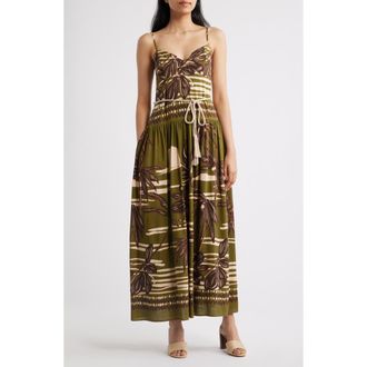 Julia Jordan Floral Embroidery Sleeveless Midi Dress in Green Multi at Nordstrom, Size 10