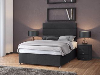Bedmaster Linen Divan Base in Charcoal | Size: Super King