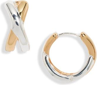 Nordstrom Demi Fine Crisscross Huggie Hoop Earrings in 14K Gold- Sterling Plated at Nordstrom