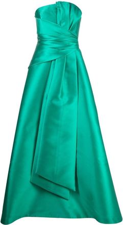 Alberta Ferretti gathered-detail strapless gown - women - Silk/Acetate/Cupro/Polyester - 42 - Green