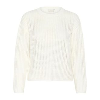 Kaffe Krijt Gebreide Trui - Dames - Ronde hals truien - Wit - 2XL - Truien & Vesten