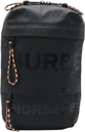 Burberry Pre-owned Cross Body Bags, female, Black, Size: ONE SIZE Pre-owned Horseferry Coated Canvas Crossbody Bag