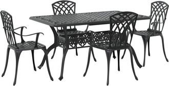 vidaXL 5 Piece Garden Dining Set Black Cast Aluminium vidaXL