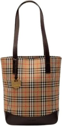 Burberry Pre-owned Tote Bags, female, Multicolor, Size: ONE SIZE Pre-owned Haymarket Check Tote