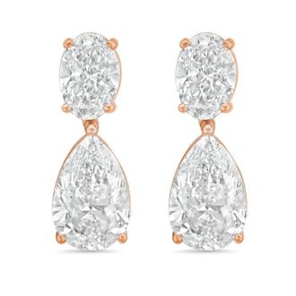 Diana M. Jewels 14KW RG 10.00 Ct TW of Lab grown oval and pear shape diamond drop earrings