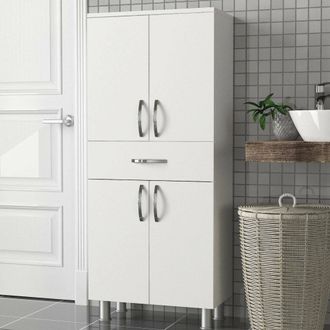 Dmora Armario Multiuso Grande Iolana, 4 Estantes, Un Caj&oacute;n, 2 Puertas, 59x140h Cm Blanco