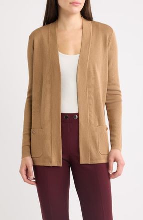 Anne Klein Malibu Open Front Cardigan in Vicuna at Nordstrom, Size X-Large