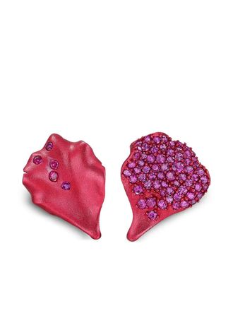 Anabela Chan 14K white gold and 18K yellow gold vermeil Petal ruby earrings - women - Recycled Aluminium/Lab-Grown Synthetic Red Ruby/18kt Gold V