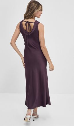 Icone Womens Draped tie neck satiny maxi dress